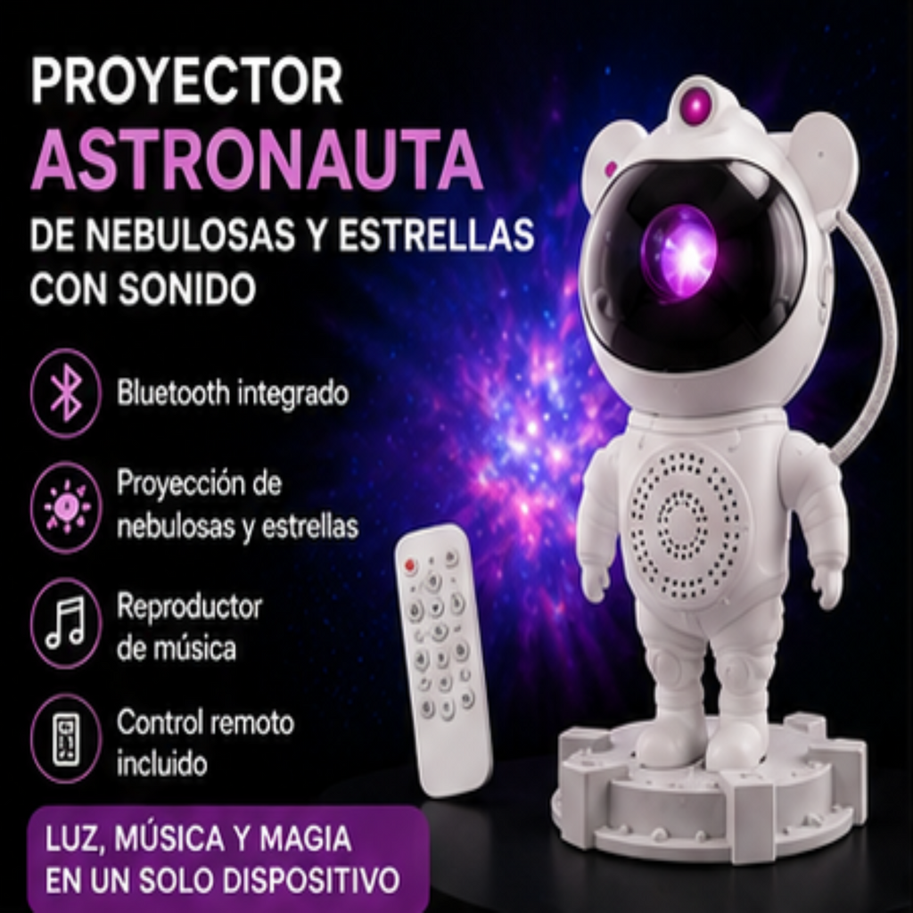 🚀 Proyector Astronauta Bluetooth de Nebulosas y Estrellas 360°