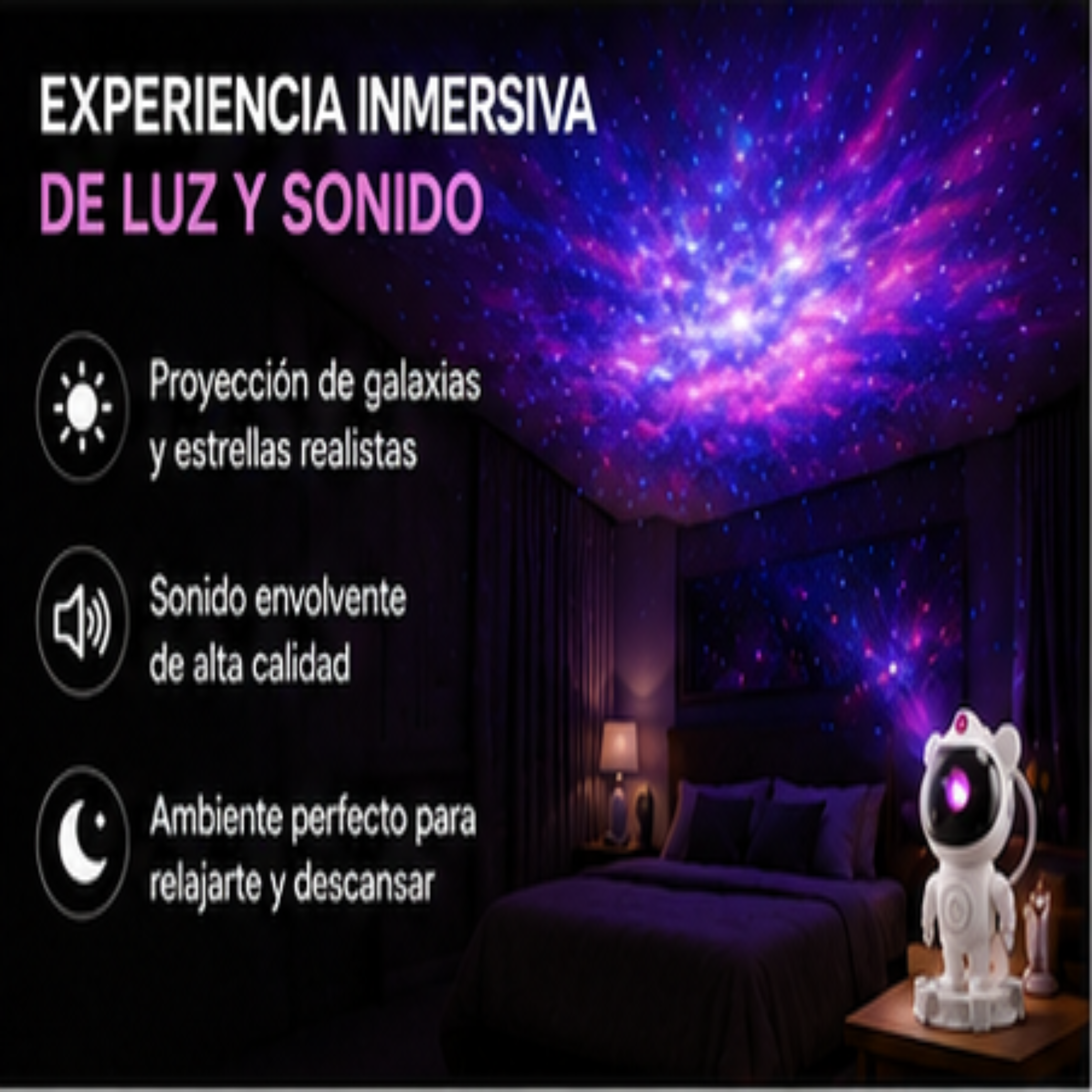 🚀 Proyector Astronauta Bluetooth de Nebulosas y Estrellas 360°