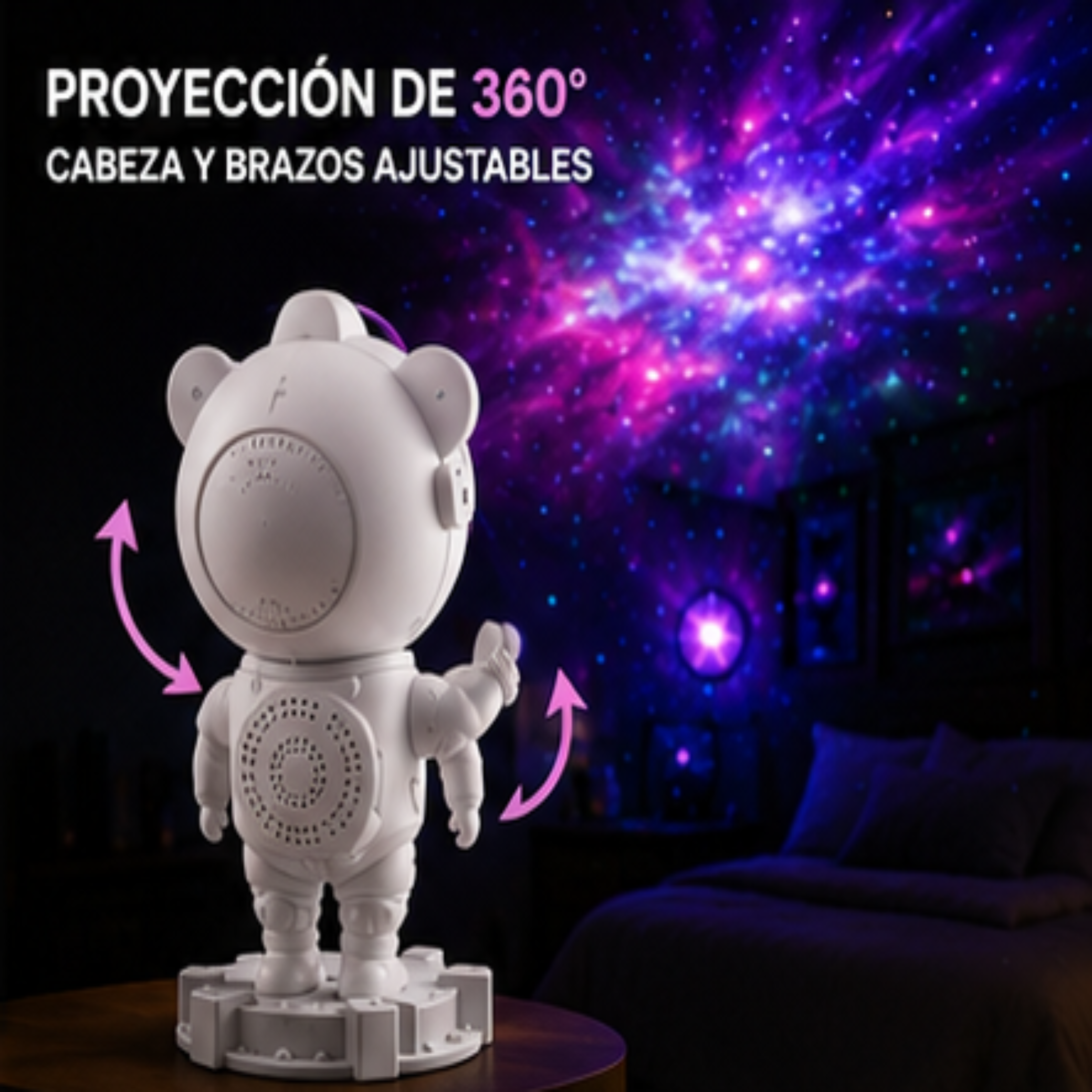 🚀 Proyector Astronauta Bluetooth de Nebulosas y Estrellas 360°